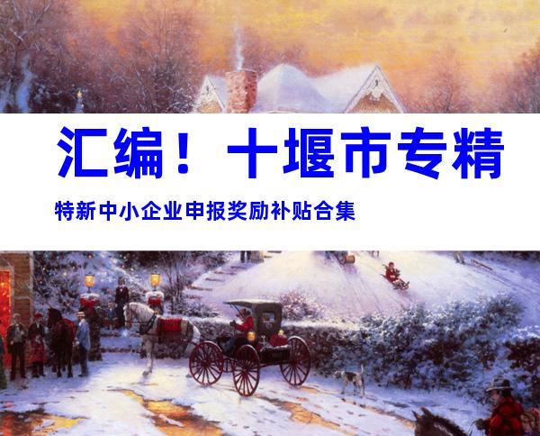 汇编！十堰市专精特新中小企业申报奖励补贴合集