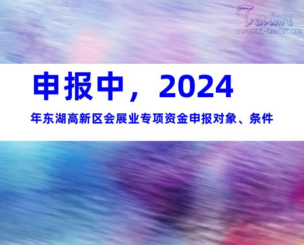 申报中，2024年东湖高新区会展业专项资金申报对象、条件