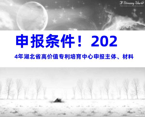 申报条件！2024年湖北省高价值专利培育中心申报主体、材料