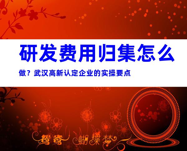 研发费用归集怎么做？武汉高新认定企业的实操要点