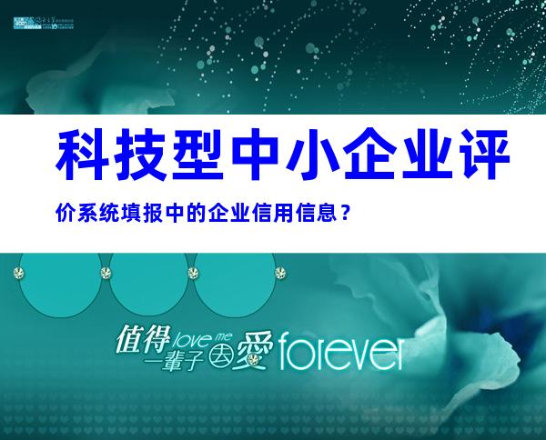 科技型中小企业评价系统填报中的企业信用信息？