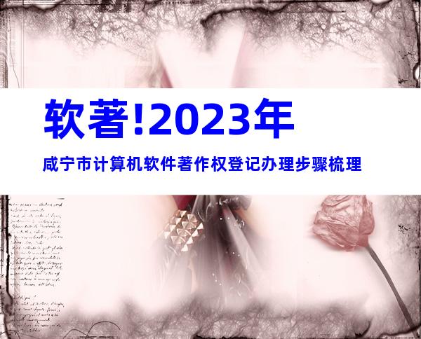 软著!2023年咸宁市计算机软件著作权登记办理步骤梳理