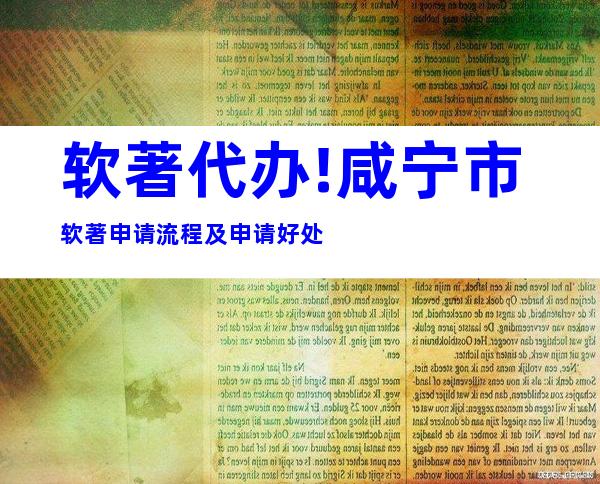 软著代办!咸宁市软著申请流程及申请好处